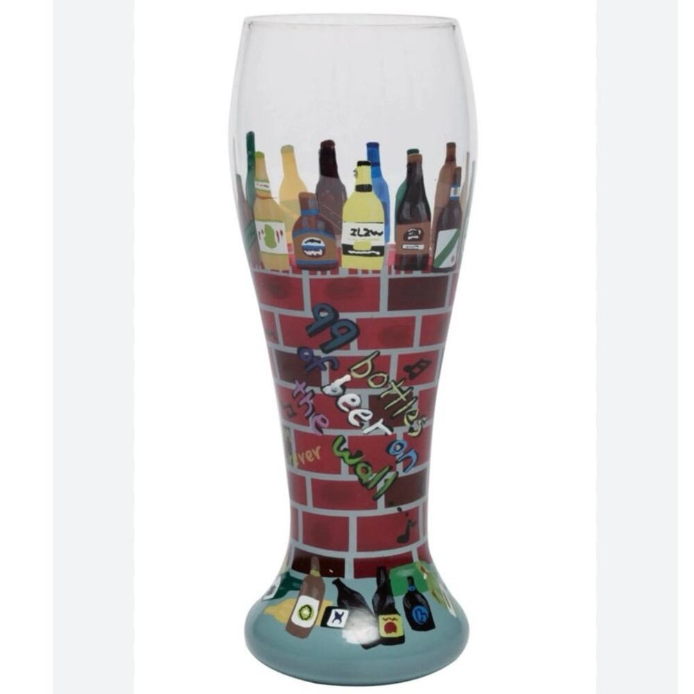 Lolita Hand Painted Pilsner Glass 99 Bottles of Beer on the Wall  NEW in Box